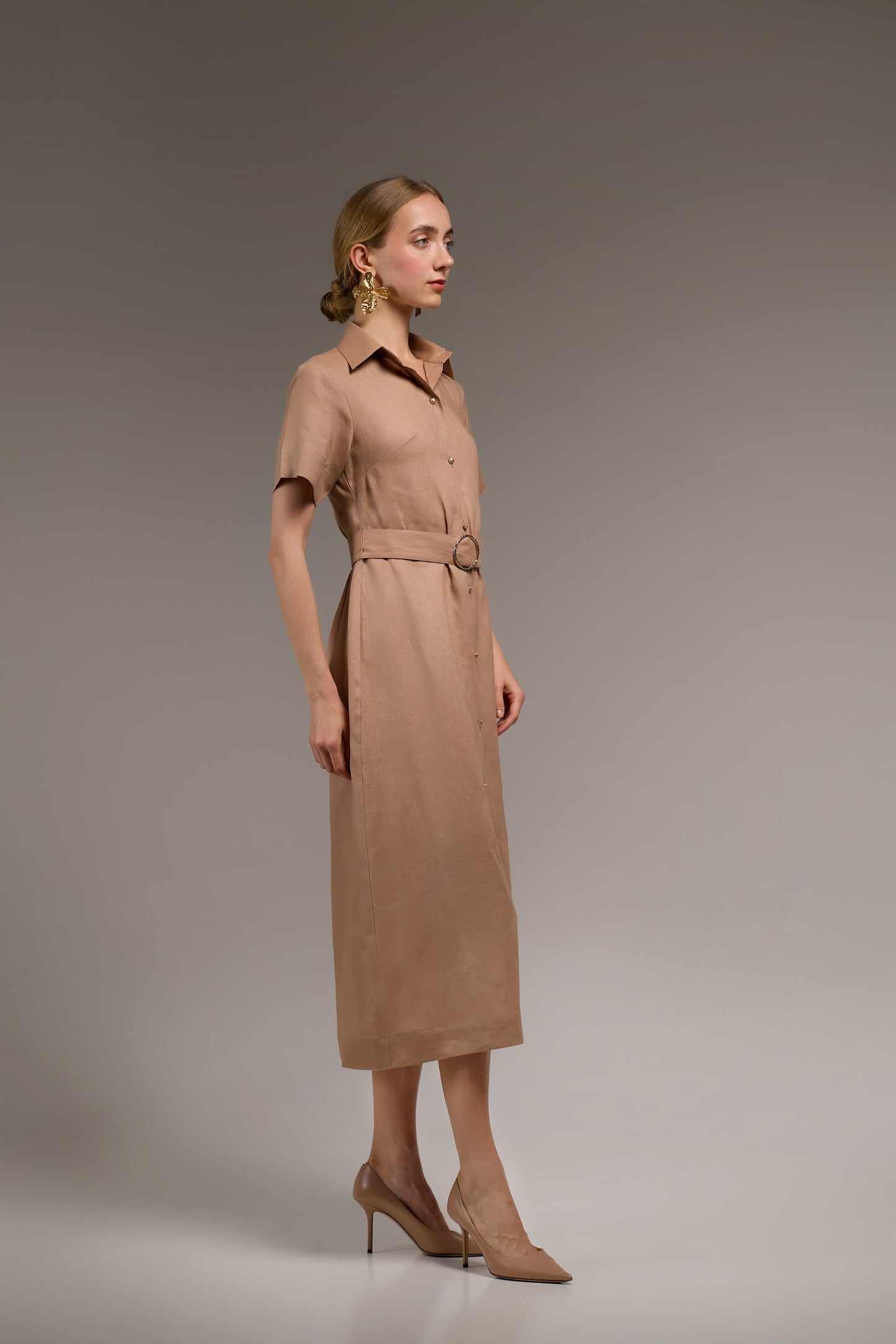 Linen Midi — Taupe
