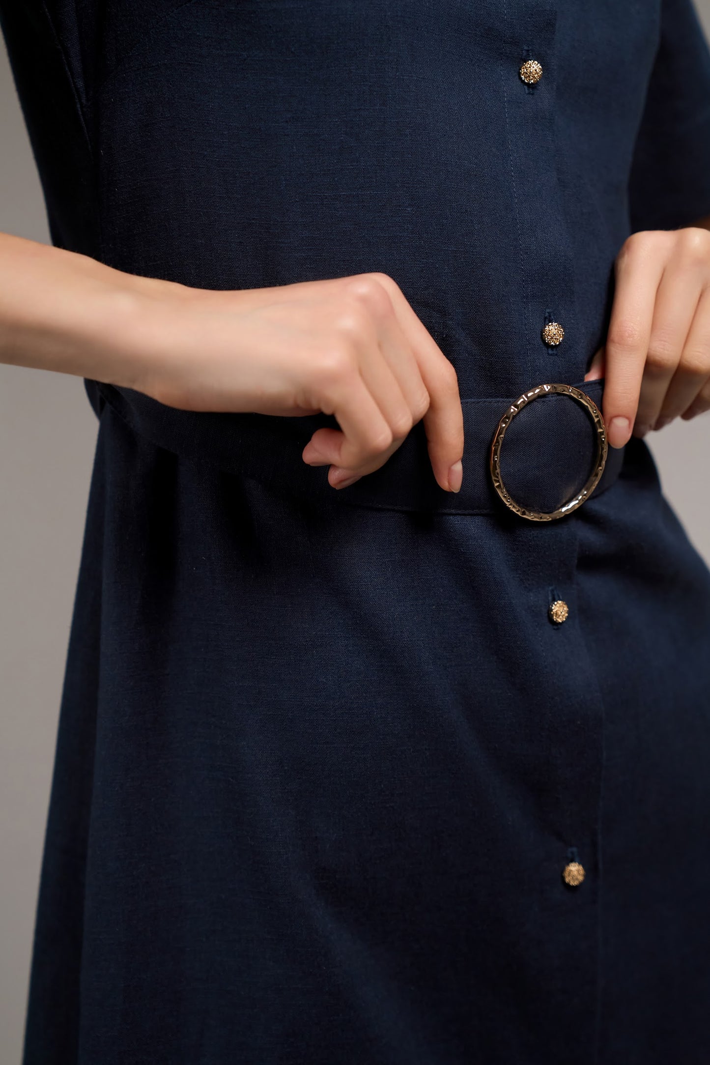 Linen Midi — Navy Blue