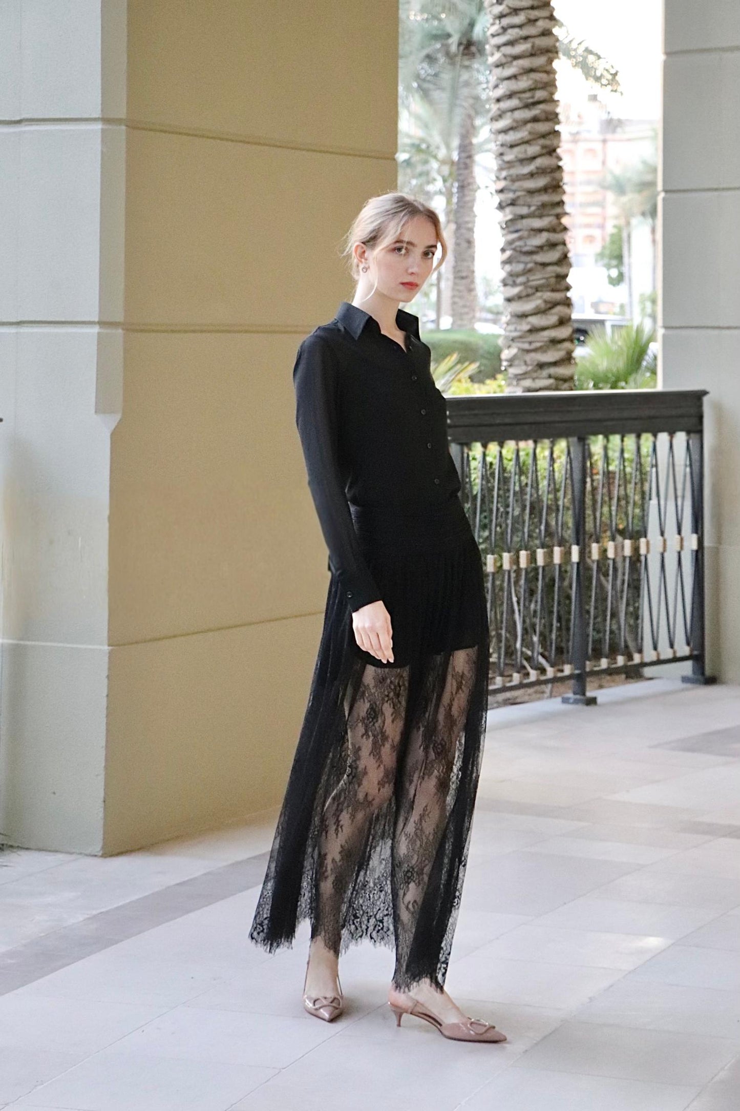 Black Chiffon Shirt Dress