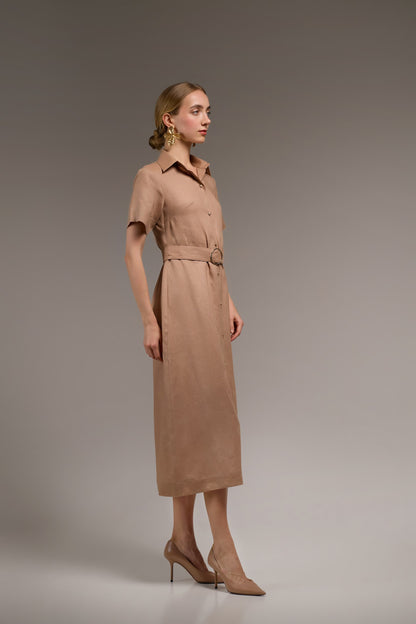 Linen Midi — Taupe