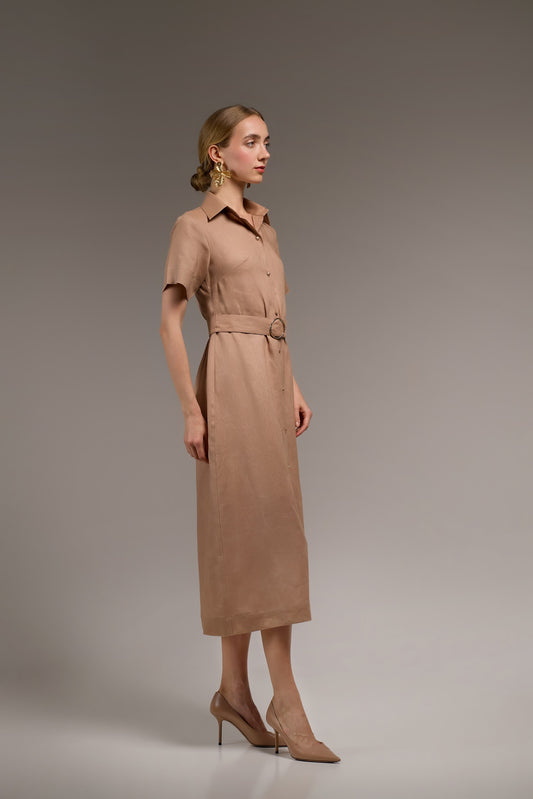 Linen Midi — Taupe