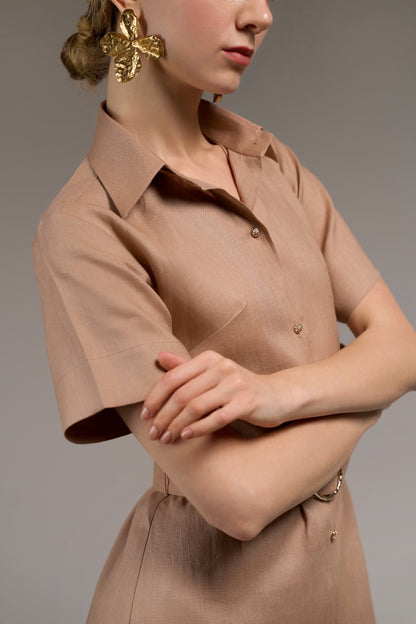 Linen Midi — Taupe