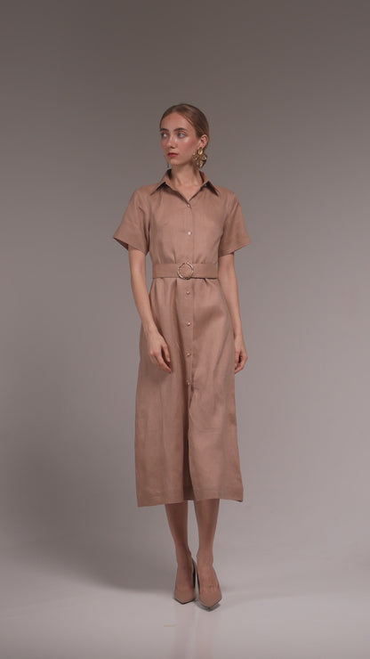 Linen Midi — Taupe